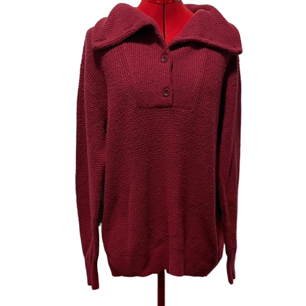 Aerie Deep Red Cowl Neck Sweater XS264